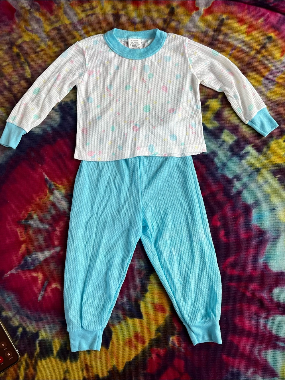 🎈VTG 90s Pastel Lullaby Land Thermal Toddler Pajama Set 3T